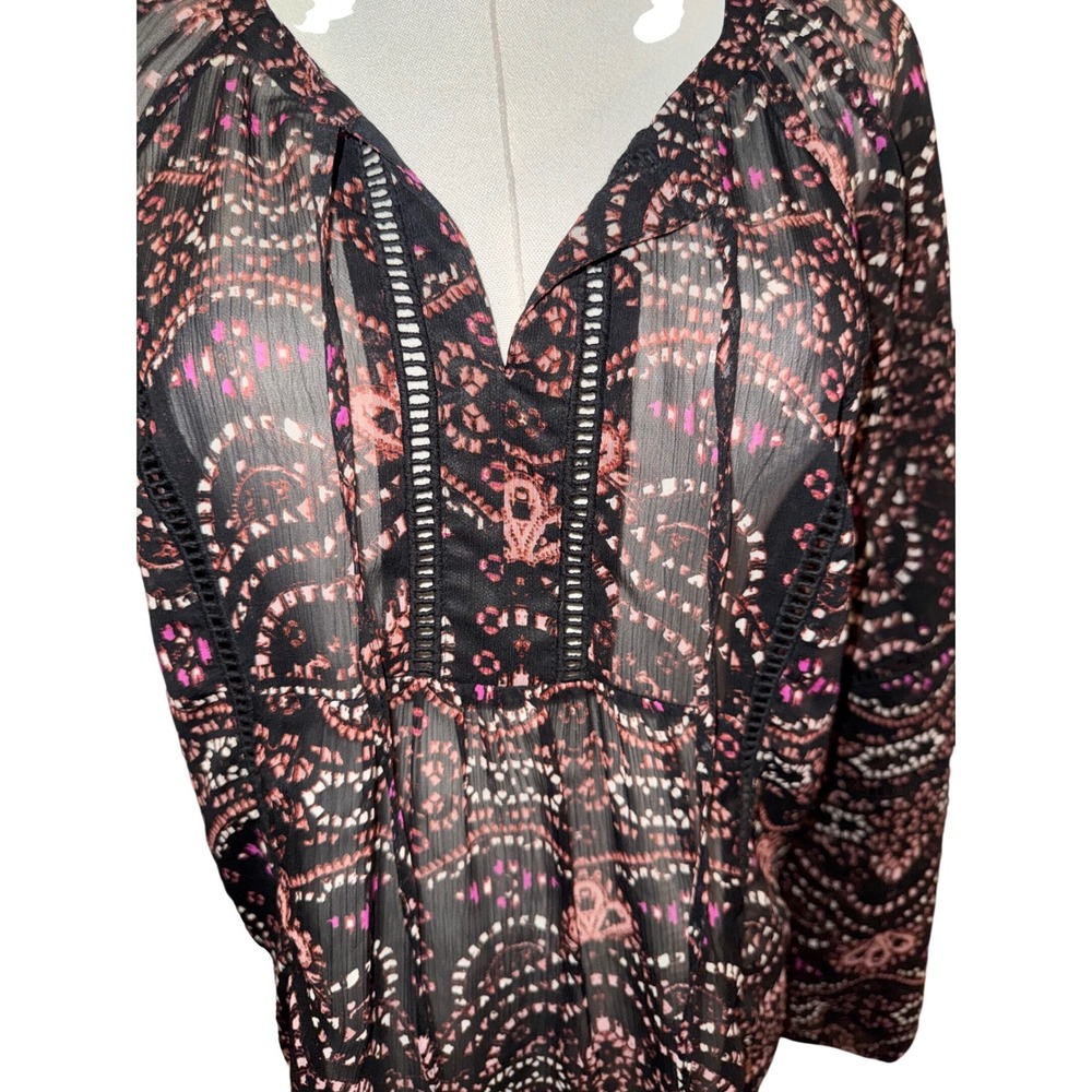 Daniel Rainn / Anthropologie Paisley Sheer Tassel Blouse Top Size Medium - Picture 5 of 9